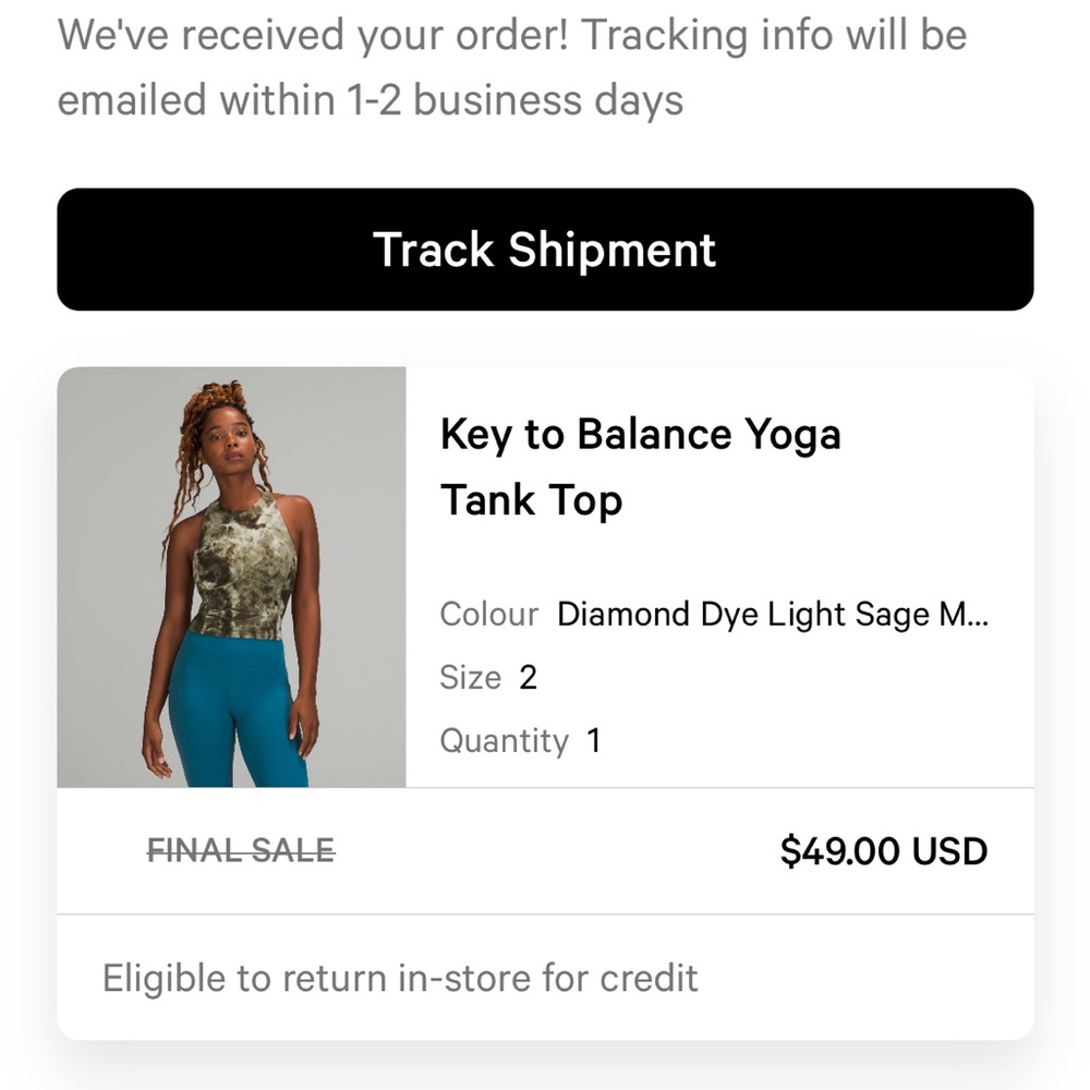 Key to balance lululemon tank